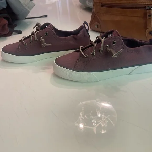 Sperry Top Sider Shoes Womens 5.5 Crest Vibe Sneakers Maroon Fabric - Picture 10 of 11